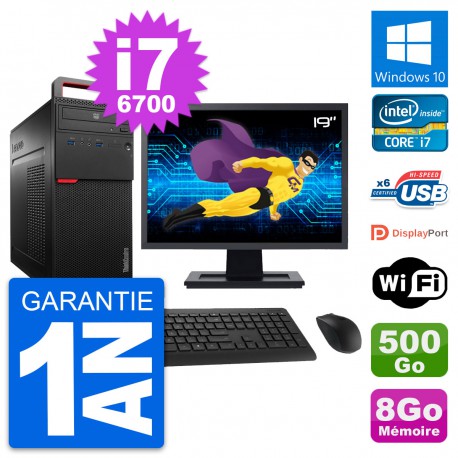 PC Tour Lenovo M700 Ecran 19" Intel i7-6700 RAM 8Go Disque 500Go Windows 10 Wifi