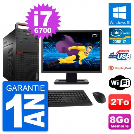 PC Tour Lenovo M700 Ecran 19" Intel i7-6700 RAM 8Go Disque 2To Windows 10 Wifi