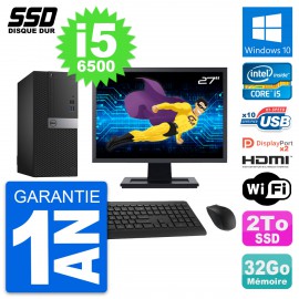 PC Tour Dell 7040 Ecran 27" Intel i5-6500 RAM 32Go SSD 2To HDMI Windows 10 Wifi