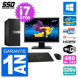 PC Tour Dell 7040 Ecran 27" Core i7-6700 RAM 32Go SSD 480Go HDMI Windows 10 Wifi