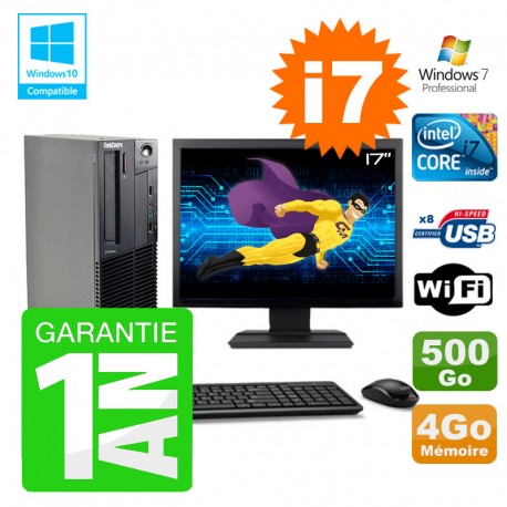 PC Lenovo M91p SFF Intel I7-2600 4Go Disque 500Go Graveur Wifi W7 Ecran 17"