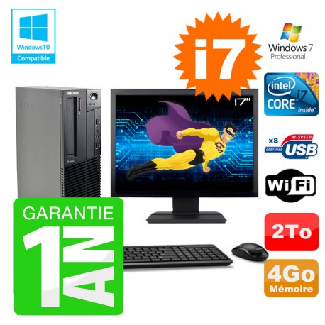 PC Lenovo M91p SFF Intel I7-2600 4Go Disque 2To Graveur Wifi W7 Ecran 17"