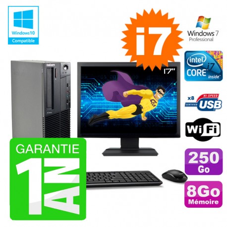 PC Lenovo M91p SFF Intel I7-2600 8Go Disque 250Go Graveur Wifi W7 Ecran 17"