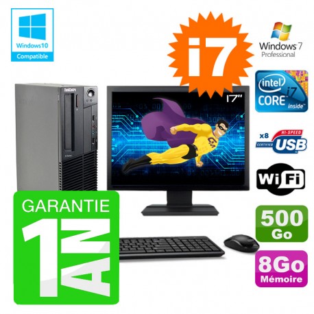 PC Lenovo M91p SFF Intel I7-2600 8Go Disque 500Go Graveur Wifi W7 Ecran 17"