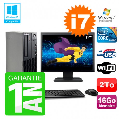 PC Lenovo M91p SFF Intel I7-2600 16Go Disque 2To Graveur Wifi W7 Ecran 17"