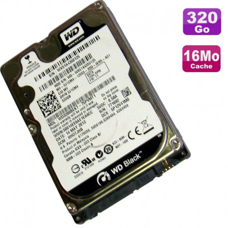 Disque Dur 320Go SATA 2.5" WD WD3200BEKT-75PVMT1 Black Scorpio 7200RMP 16Mo