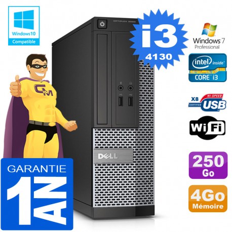 PC DELL 3020 SFF Core I3-4130 Ram 4Go Disque 250 Go Graveur DVD Wifi W7