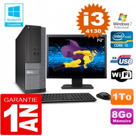 PC DELL 3020 SFF Core I3-4130 Ram 8Go Disque 1 To Wifi W7 Ecran 19"