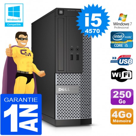 PC DELL 3020 SFF Core I5-4570 Ram 4Go Disque 250 Go Graveur DVD Wifi W7