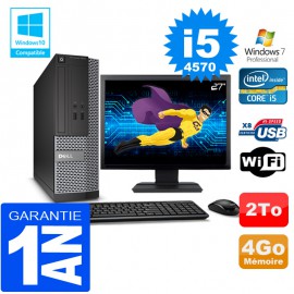 PC DELL 3020 SFF Core I5-4570 Ram 4Go Disque 2 To Wifi W7 Ecran 27"