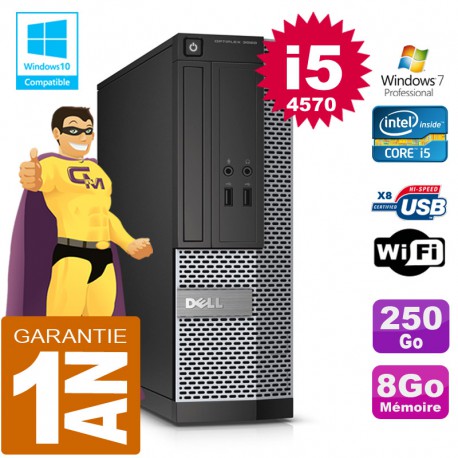 PC DELL 3020 SFF Core I5-4570 Ram 8Go Disque 250 Go Graveur DVD Wifi W7