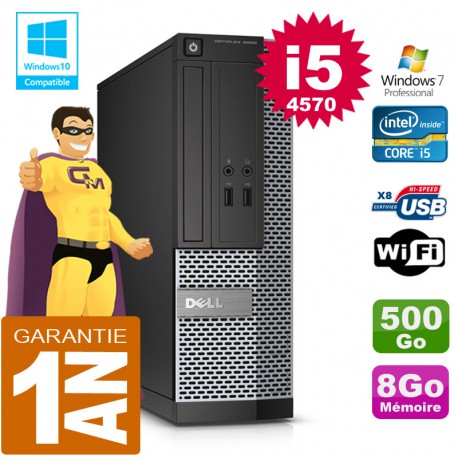 PC DELL 3020 SFF Core I5-4570 Ram 8Go Disque 500 Go Graveur DVD Wifi W7