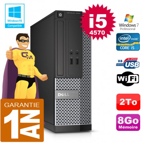 PC DELL 3020 SFF Core I5-4570 Ram 8Go Disque 2 To Graveur DVD Wifi W7