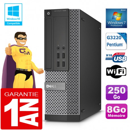 PC DELL 7020 SFF Intel G3220 Ram 8Go Disque 250 Go Graveur DVD Wifi W7