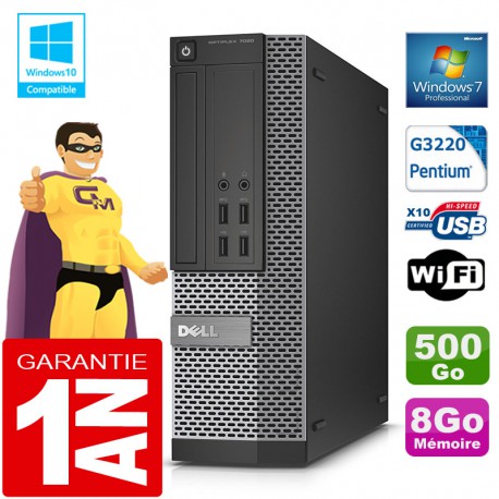 PC DELL 7020 SFF Intel G3220 Ram 8Go Disque 500 Go Graveur DVD Wifi W7