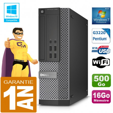 PC DELL 7020 SFF Intel G3220 Ram 16Go Disque 500 Go Graveur DVD Wifi W7