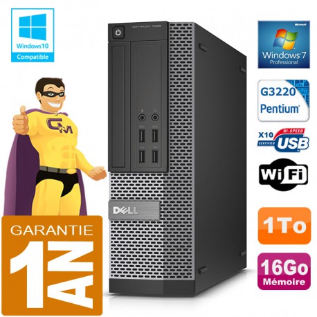 PC DELL 7020 SFF Intel G3220 Ram 16Go Disque 1 To Graveur DVD Wifi W7