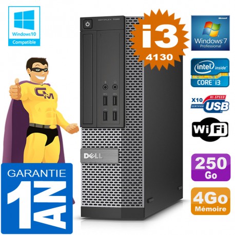 PC DELL 7020 SFF Core I3-4130 Ram 4Go Disque 250 Go Graveur DVD Wifi W7