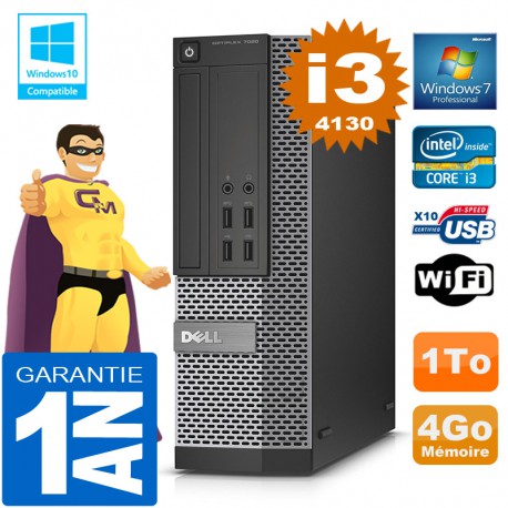 PC DELL 7020 SFF Core I3-4130 Ram 4Go Disque 1 To Graveur DVD Wifi W7