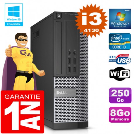 PC DELL 7020 SFF Core I3-4130 Ram 8Go Disque 250 Go Graveur DVD Wifi W7