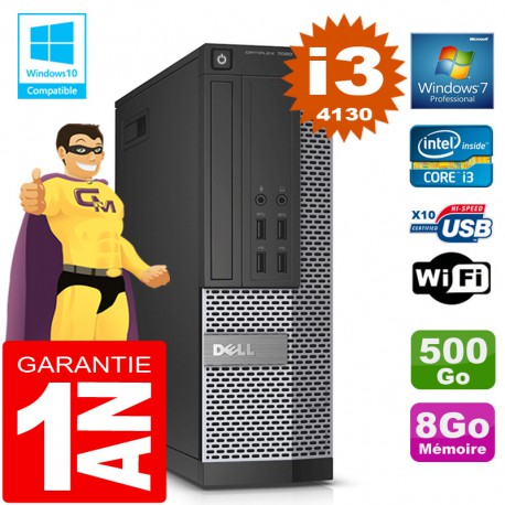 PC DELL 7020 SFF Core I3-4130 Ram 8Go Disque 500 Go Graveur DVD Wifi W7