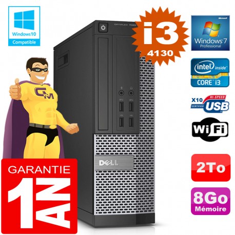 PC DELL 7020 SFF Core I3-4130 Ram 8Go Disque 2 To Graveur DVD Wifi W7