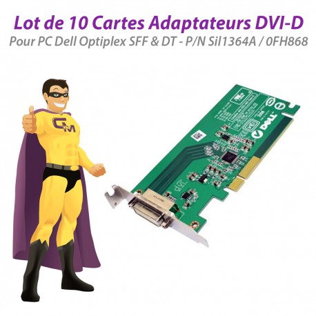 Carte Adaptateur DVI-D Dell Sil1364A 0FH868 FH868 PCI-Express x16 Low Profile