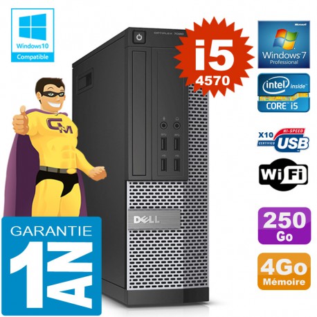 PC DELL 7020 SFF Core I5-4570 Ram 4Go Disque 250 Go Graveur DVD Wifi W7