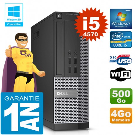 PC DELL 7020 SFF Core I5-4570 Ram 4Go Disque 500 Go Graveur DVD Wifi W7