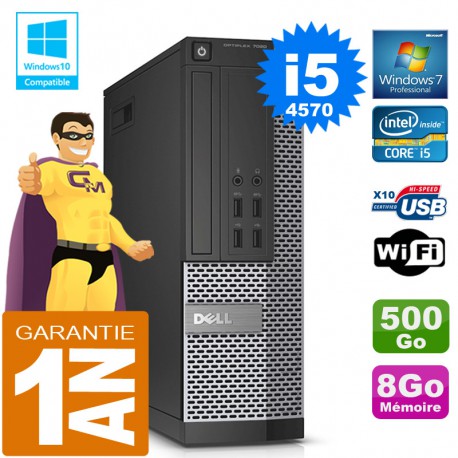 PC DELL 7020 SFF Core I5-4570 Ram 8Go Disque 500 Go Graveur DVD Wifi W7