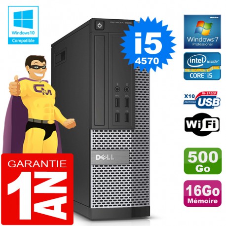 PC DELL 7020 SFF Core I5-4570 Ram 16Go Disque 500 Go Graveur DVD Wifi W7