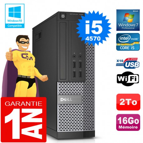 PC DELL 7020 SFF Core I5-4570 Ram 16Go Disque 2 To Graveur DVD Wifi W7