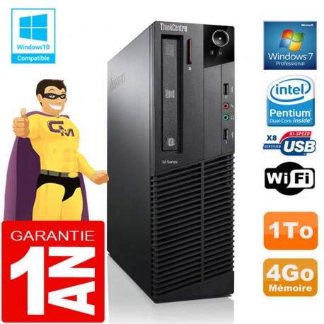 PC Lenovo M92p SFF Intel G630 Ram 4Go Disque 1 To Graveur DVD Wifi W7