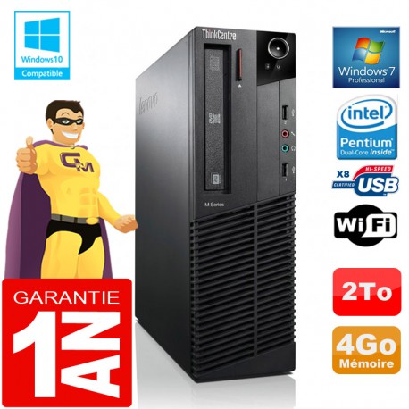 PC Lenovo M92p SFF Intel G630 Ram 4Go Disque 2 To Graveur DVD Wifi W7