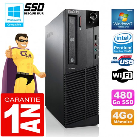 PC Lenovo M92p SFF Intel G630 Ram 4Go Disque 480 Go SSD Graveur DVD Wifi W7