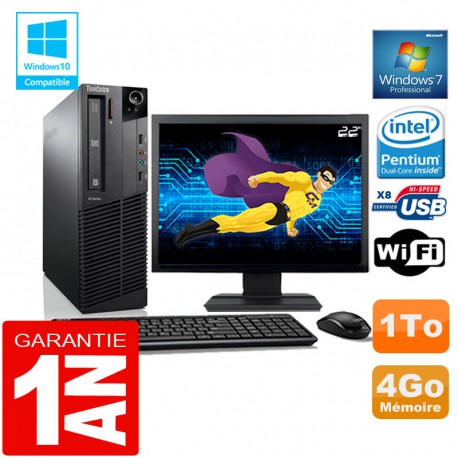 PC Lenovo M92p SFF Intel G630 Ram 4Go Disque 1 To Wifi W7 Ecran 22"