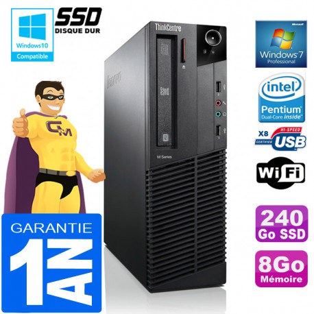 PC Lenovo M92p SFF Intel G630 Ram 8Go Disque 240 Go SSD Graveur DVD Wifi W7