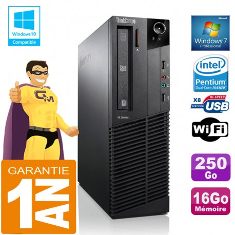 PC Lenovo M92p SFF Intel G630 Ram 16Go Disque 250 Go Graveur DVD Wifi W7