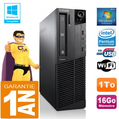 PC Lenovo M92p SFF Intel G630 Ram 16Go Disque 1 To Graveur DVD Wifi W7