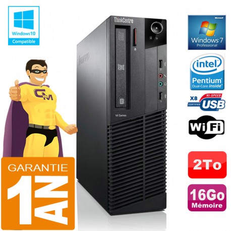 PC Lenovo M92p SFF Intel G630 Ram 16Go Disque 2 To Graveur DVD Wifi W7