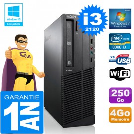 PC Lenovo M92p SFF Core I3-2120 Ram 4Go Disque 250 Go Graveur DVD Wifi W7