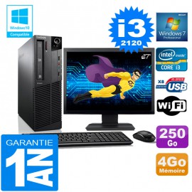 PC Lenovo M92p SFF Core I3-2120 Ram 4Go Disque 250 Go Wifi W7 Ecran 27"