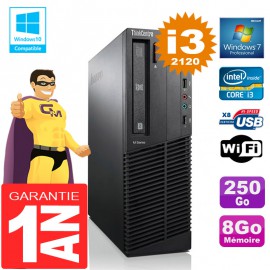 PC Lenovo M92p SFF Core I3-2120 Ram 8Go Disque 250 Go Graveur DVD Wifi W7