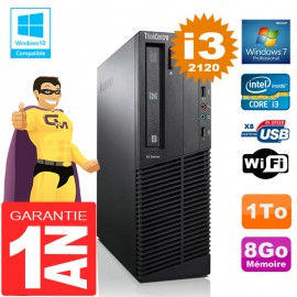 PC Lenovo M92p SFF Core I3-2120 Ram 8Go Disque 1 To Graveur DVD Wifi W7