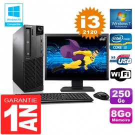 PC Lenovo M92p SFF Core I3-2120 Ram 8Go Disque 250 Go Wifi W7 Ecran 22"