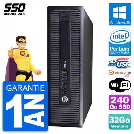 PC HP ProDesk 600 G1 SFF Intel Pentium G3220 RAM 32Go SSD 240Go Windows 10 Wifi