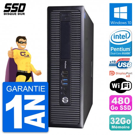 PC HP ProDesk 600 G1 SFF Intel Pentium G3220 RAM 32Go SSD 480Go Windows 10 Wifi