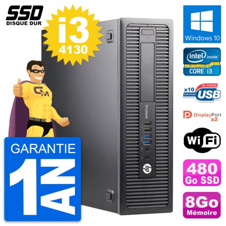 PC HP ProDesk 600 G1 SFF Intel Core i3-4130 RAM 8Go SSD 480Go Windows 10 Wifi