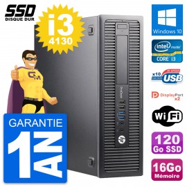 PC HP ProDesk 600 G1 SFF Intel Core i3-4130 RAM 16Go SSD 120Go Windows 10 Wifi