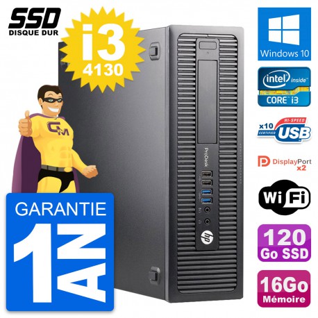 PC HP ProDesk 600 G1 SFF Intel Core i3-4130 RAM 16Go SSD 120Go Windows 10 Wifi